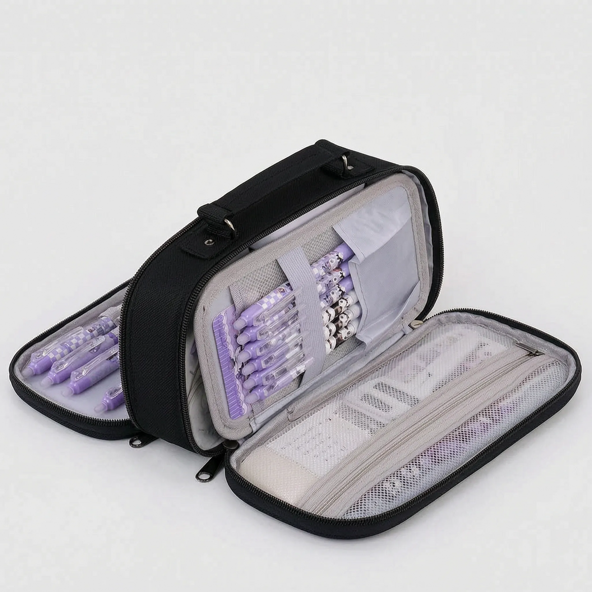Schreibwarentasche mit mehreren Fächern und Reißverschluss – Modulax