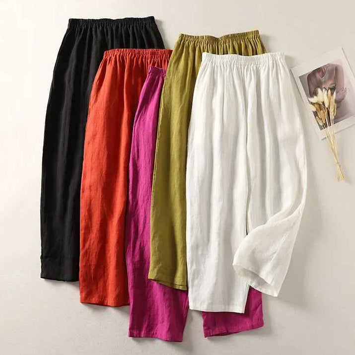 Damen Leinenhose mit Bindeband – leicht und luftig
