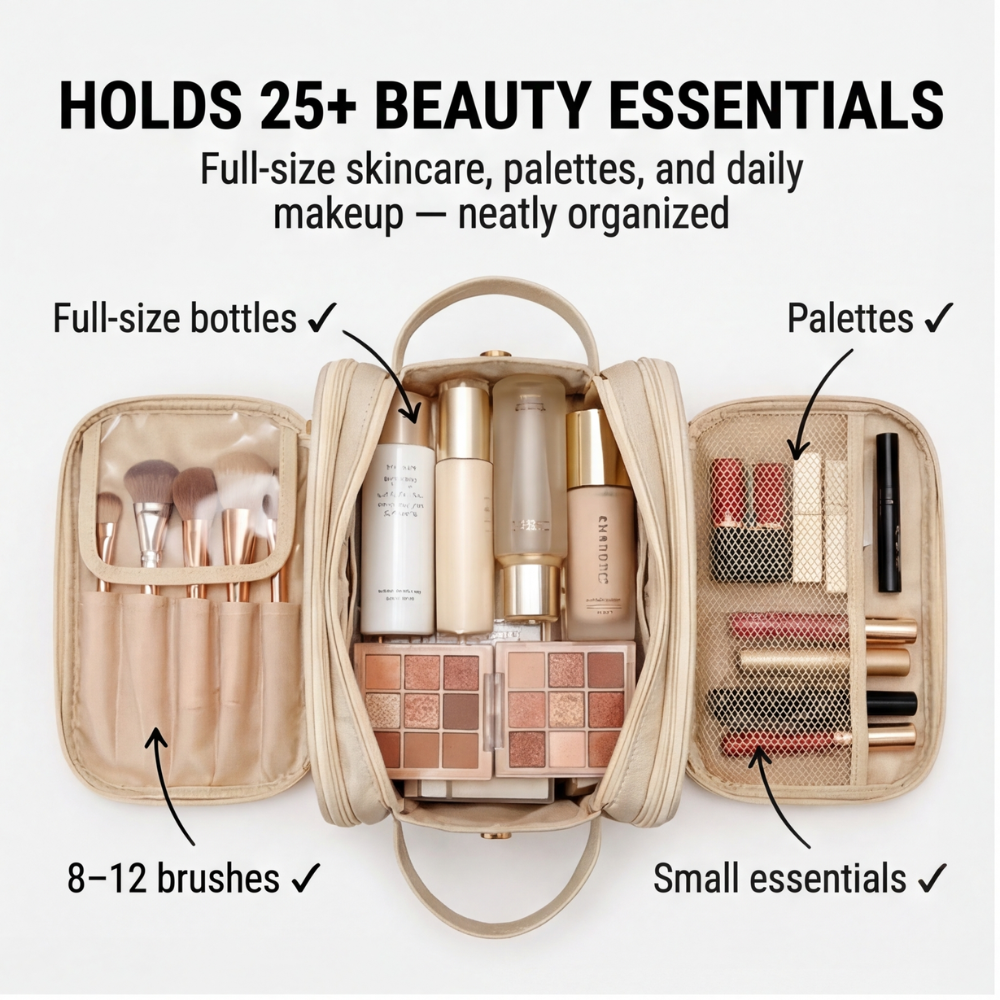 Glossa - Large Capacity Makeup Organizer with Brush Protectors