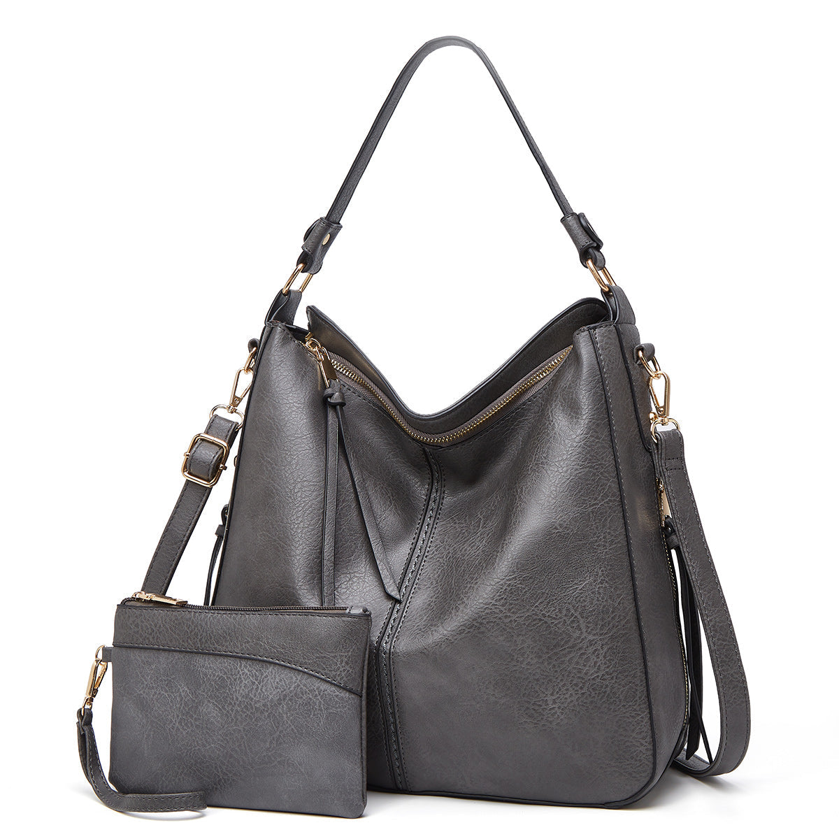 Klassische Lederschultertasche mit eleganten Golddetails