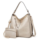 Classic Leather Shoulder Bag Sleek Gold Details