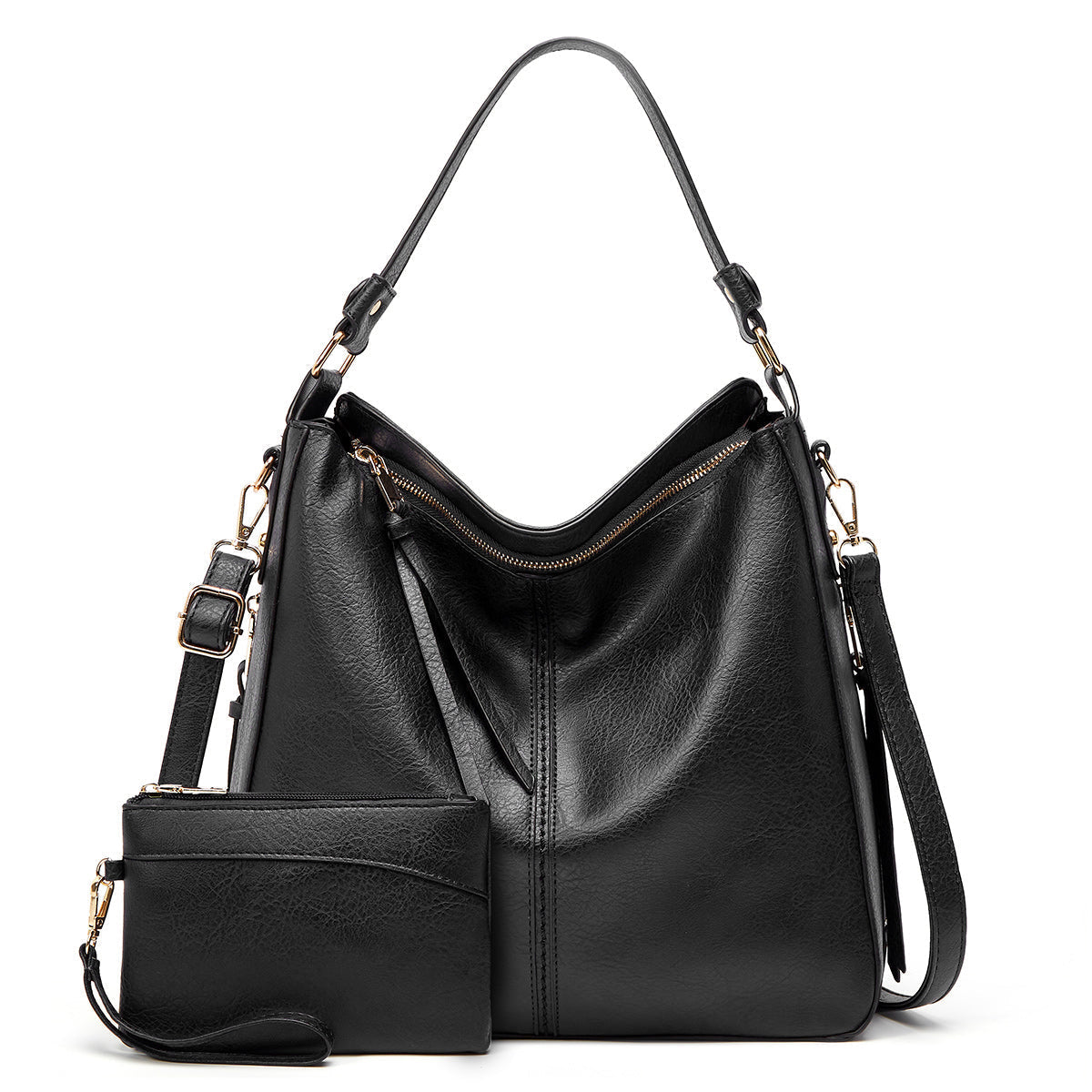 Klassische Lederschultertasche mit eleganten Golddetails