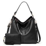 Classic Leather Shoulder Bag Sleek Gold Details