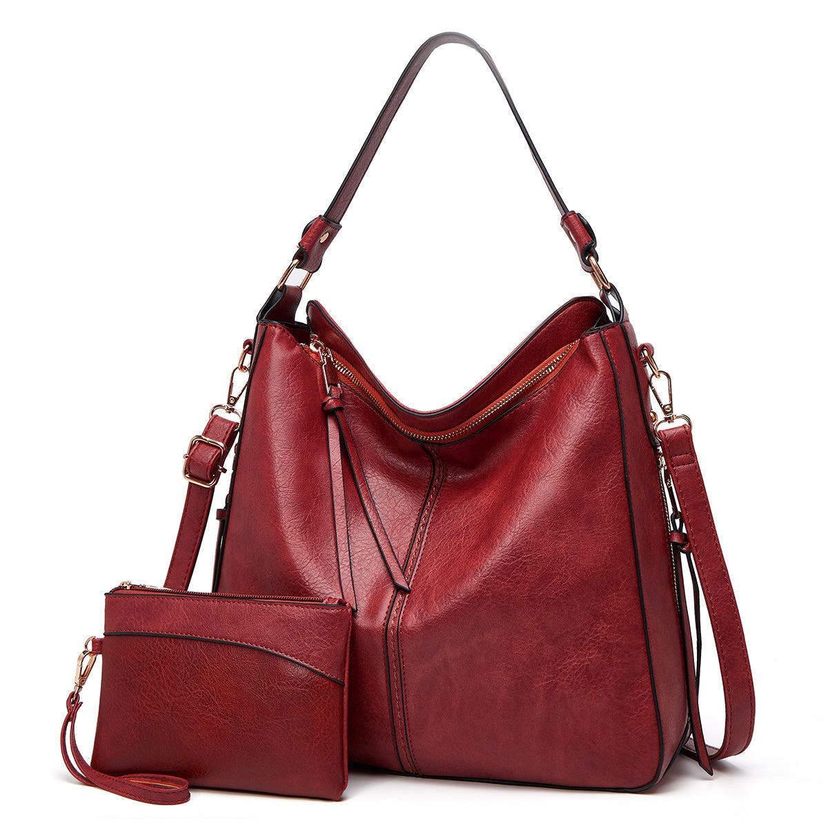 Klassische Lederschultertasche mit eleganten Golddetails