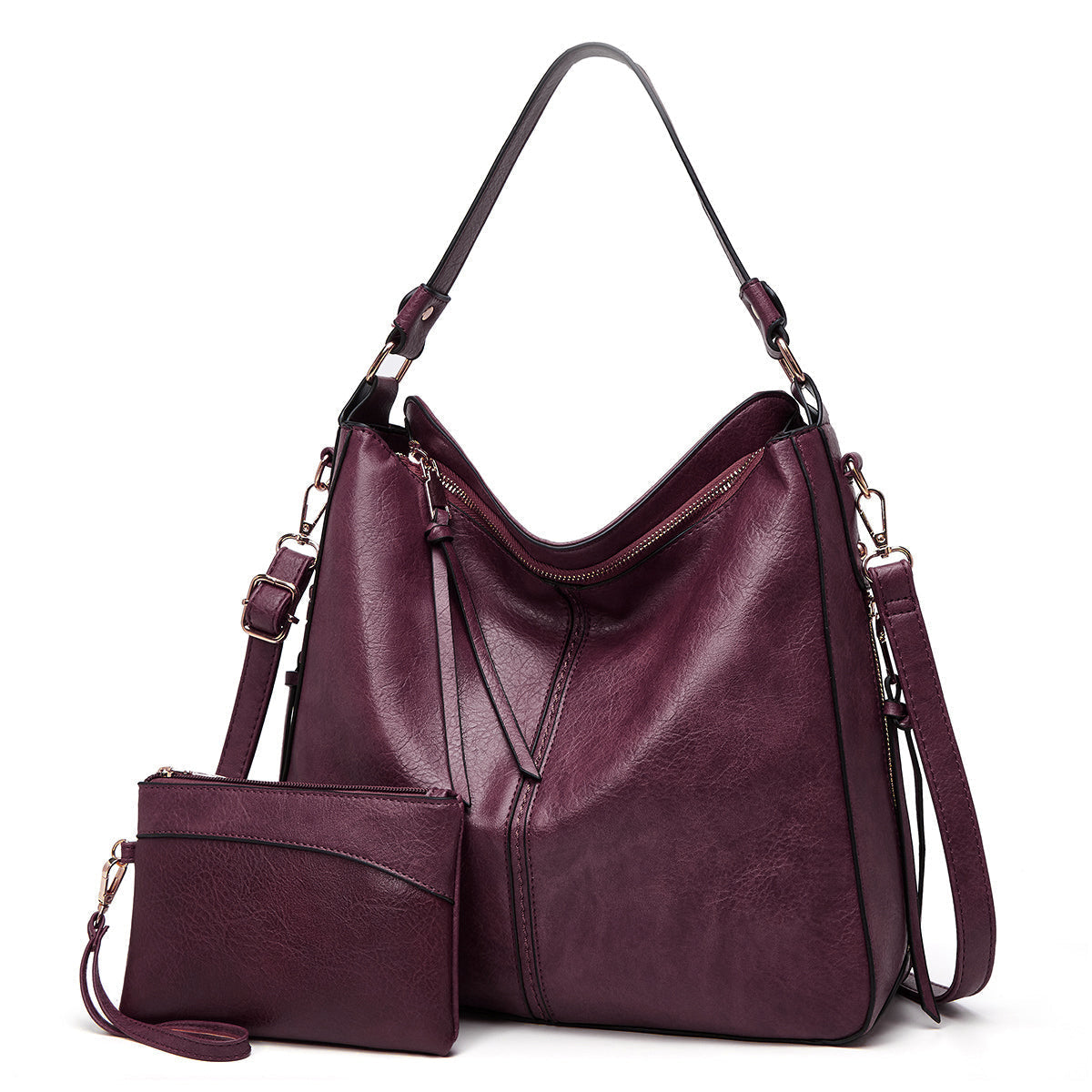 Klassische Lederschultertasche mit eleganten Golddetails