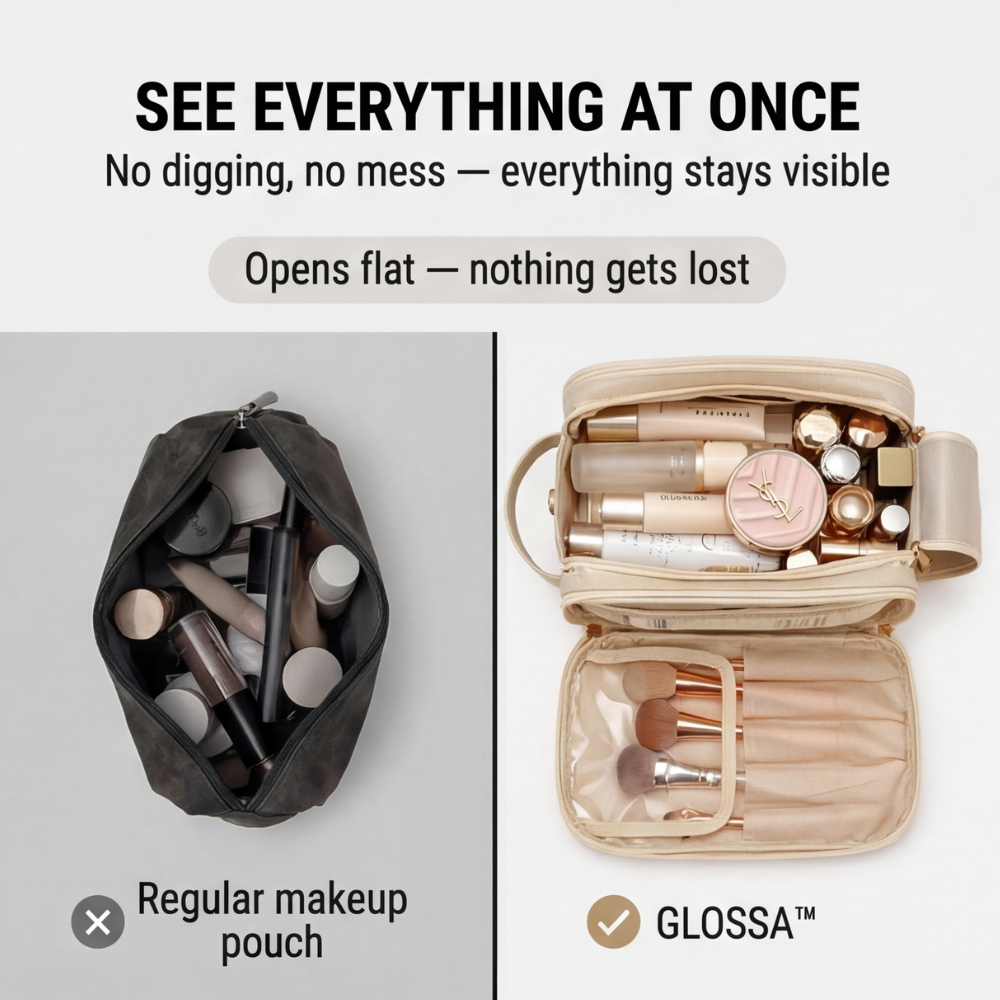Glossa - Large Capacity Makeup Organizer with Brush Protectors
