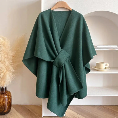 Luxurious Poncho Windproof Shawl Coat