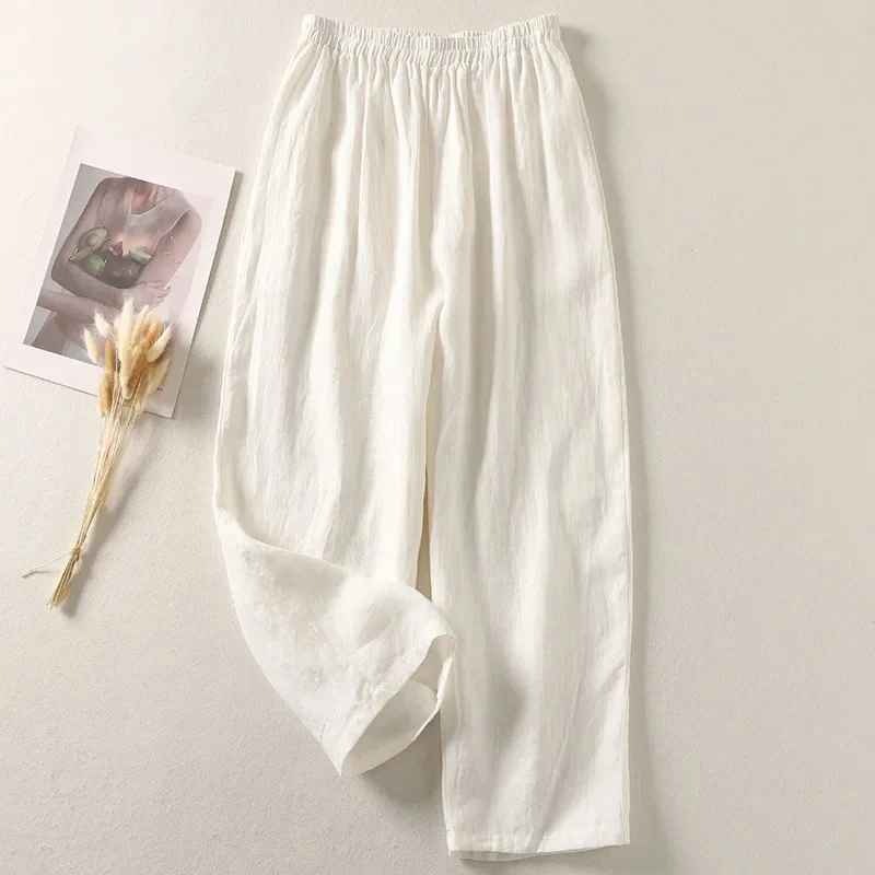 Damen Leinenhose mit Bindeband – leicht und luftig