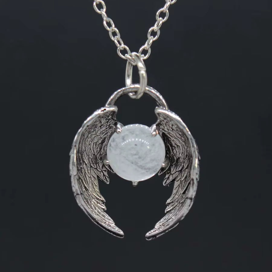Creative Eagle Wings Feather Glowing Ball Necklace