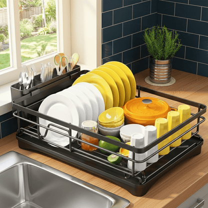 FLOWVA – Geschirrabtropf-Organizer mit praktischem Abtropfschalen-Design