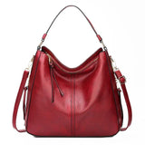 Classic Leather Shoulder Bag Sleek Gold Details