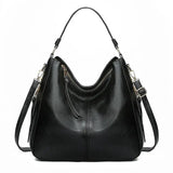 Classic Leather Shoulder Bag Sleek Gold Details
