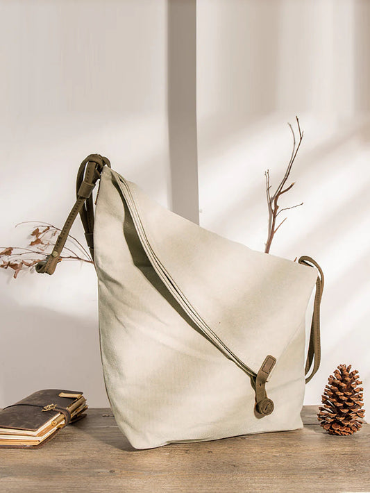 Women Canvas And Leather Crossbody Bag