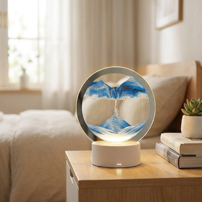 Moderne runde Sandkunst-Lampe – AquaDrift