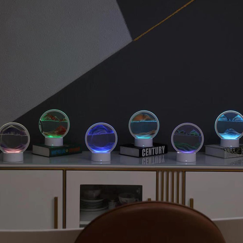 Moderne runde Sandkunst-Lampe – AquaDrift