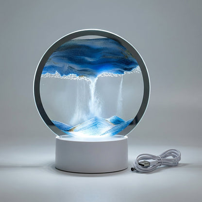 Moderne runde Sandkunst-Lampe – AquaDrift