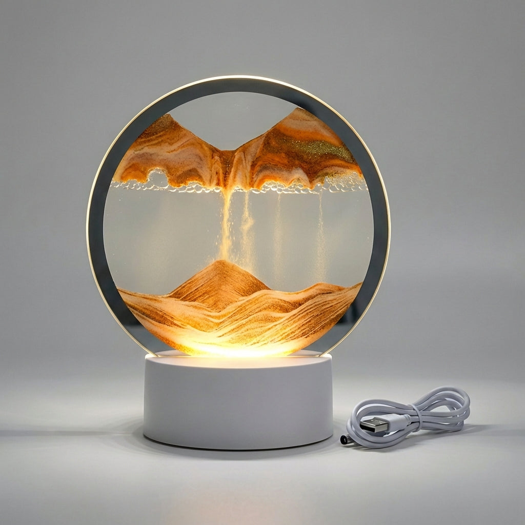 Moderne runde Sandkunst-Lampe – AquaDrift