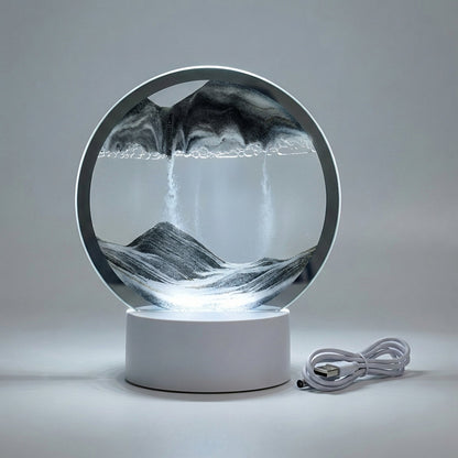 Moderne runde Sandkunst-Lampe – AquaDrift