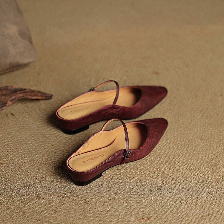 Damen Mary Jane Mules – Leder mit spitzer Zehenpartie