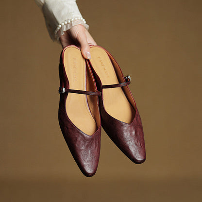 Damen Mary Jane Mules – Leder mit spitzer Zehenpartie
