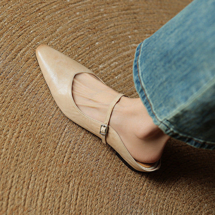 Damen Mary Jane Mules – Leder mit spitzer Zehenpartie