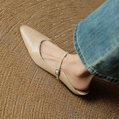 Damen Mary Jane Mules – Leder mit spitzer Zehenpartie