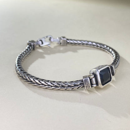 Armband mit Onyx-Edelstein – geflochtenes Edelstahlband