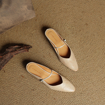 Damen Mary Jane Mules – Leder mit spitzer Zehenpartie