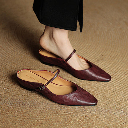 Damen Mary Jane Mules – Leder mit spitzer Zehenpartie