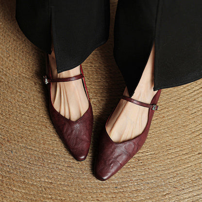 Damen Mary Jane Mules – Leder mit spitzer Zehenpartie