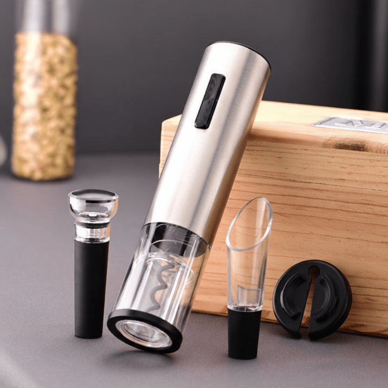 VINOLUX – 4-in-1 Electric Wine Opener for Effortless Opening & Serving