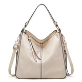 Classic Leather Shoulder Bag Sleek Gold Details