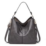 Classic Leather Shoulder Bag Sleek Gold Details