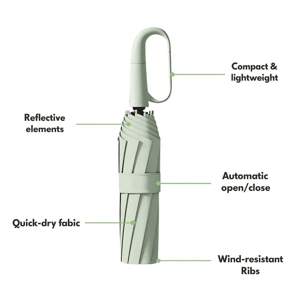 RAINLOCK – Automatic Compact Umbrella Built for Strong Wind