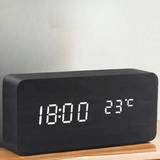 WOODSENSE – LED Wooden Clock with Voice Control for Stylish Time Display