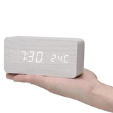 WOODSENSE – LED Wooden Clock with Voice Control for Stylish Time Display