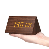 WOODSENSE – LED Wooden Clock with Voice Control for Stylish Time Display