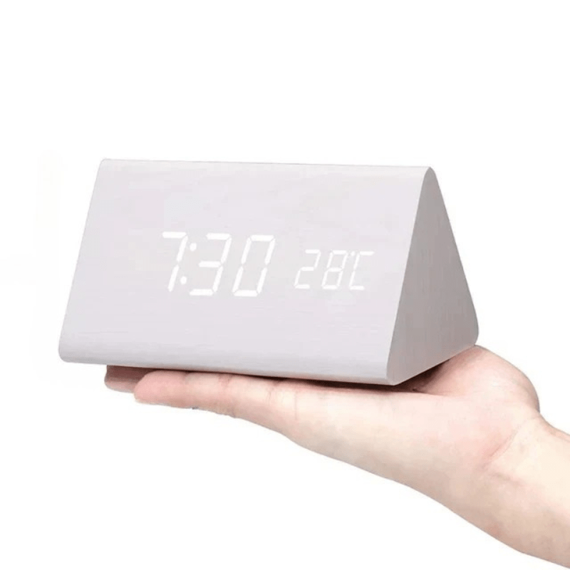 WOODSENSE – LED Wooden Clock with Voice Control for Stylish Time Display
