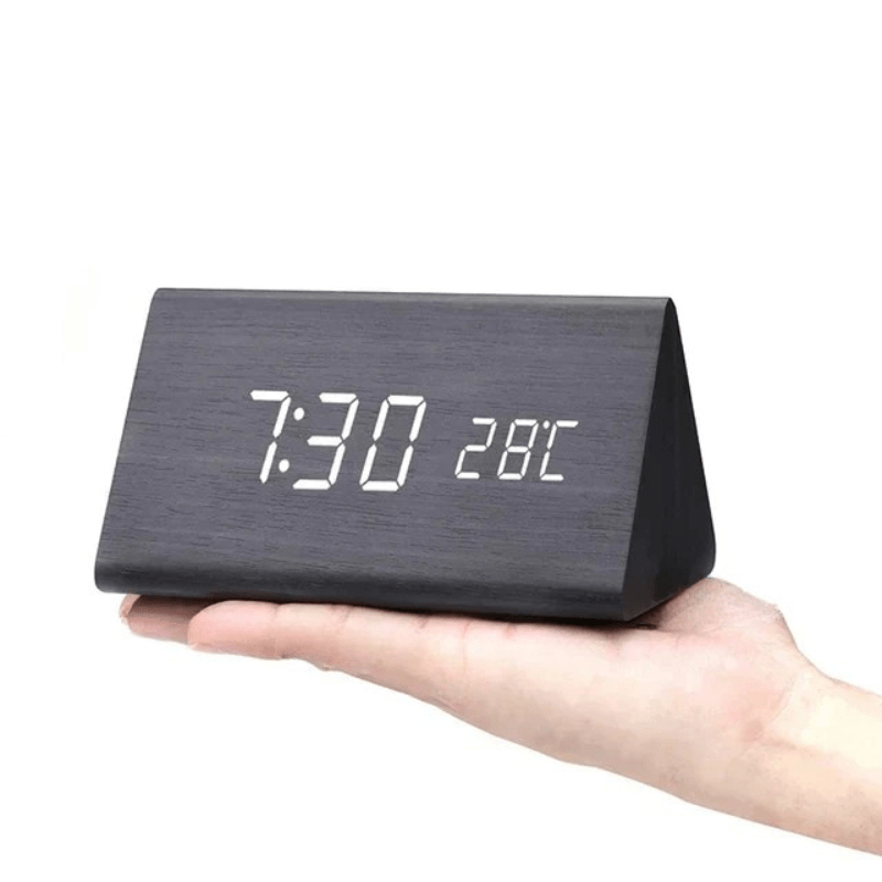 WOODSENSE – LED Wooden Clock with Voice Control for Stylish Time Display