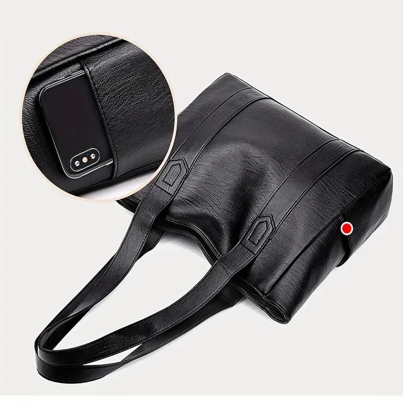VINTARIS – Elegant Leather Shoulder Bag with Retro Touch and Smooth Surface
