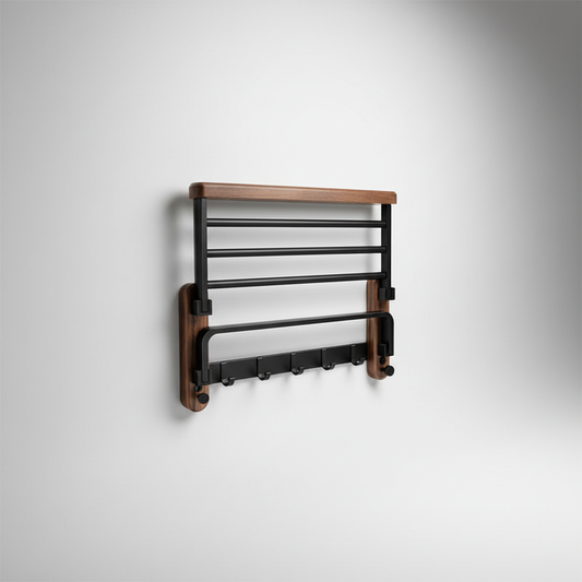 Wandmontierter Handtuchhalter aus Holz – Rackhaven