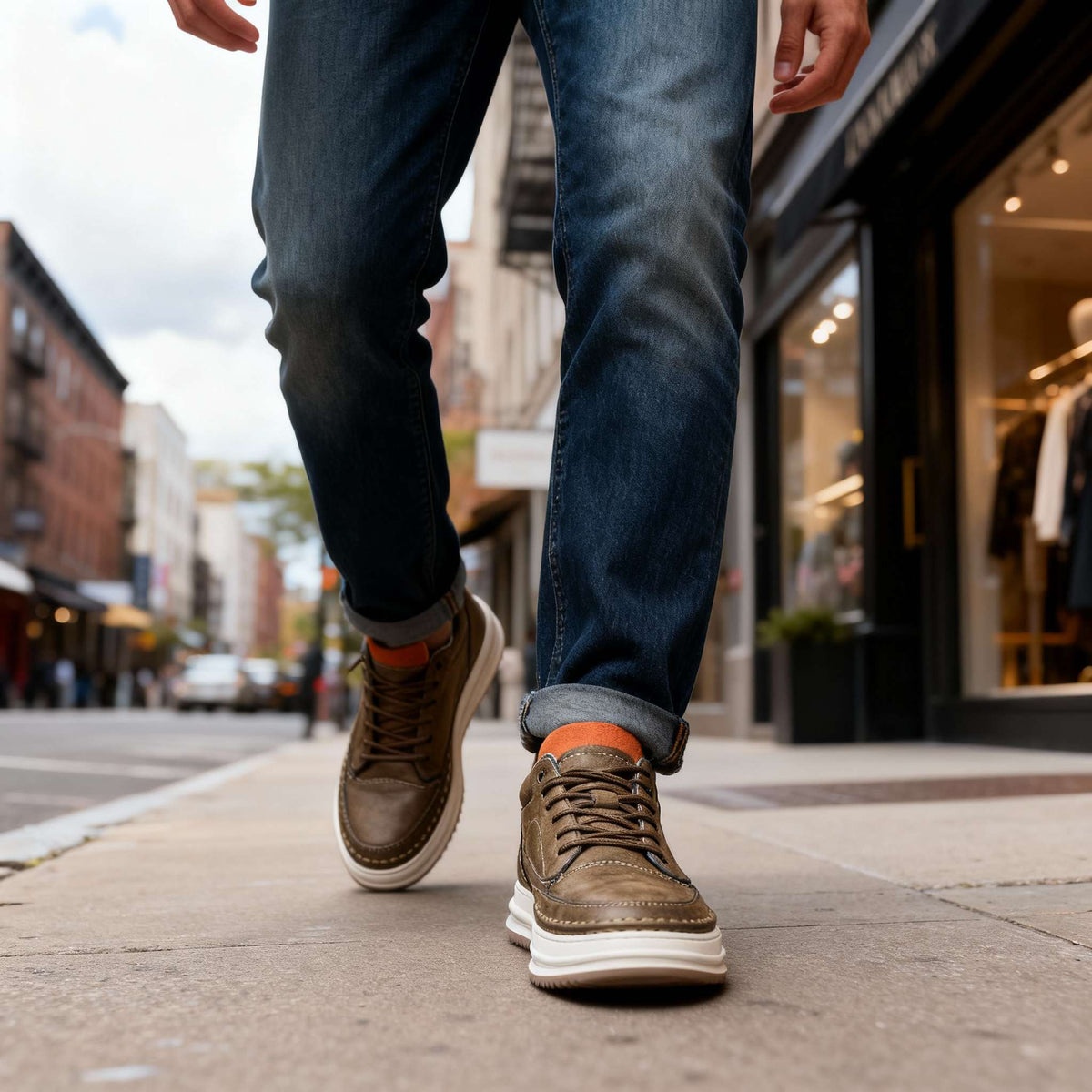 Herren Ledersneaker – strukturiertes Leder, gepolstert
