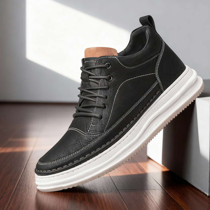 Herren Ledersneaker – strukturiertes Leder, gepolstert