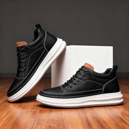 Herren Ledersneaker – strukturiertes Leder, gepolstert