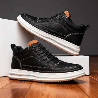 Herren Ledersneaker – strukturiertes Leder, gepolstert