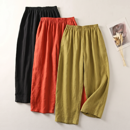 Damen Leinenhose mit Bindeband – leicht und luftig