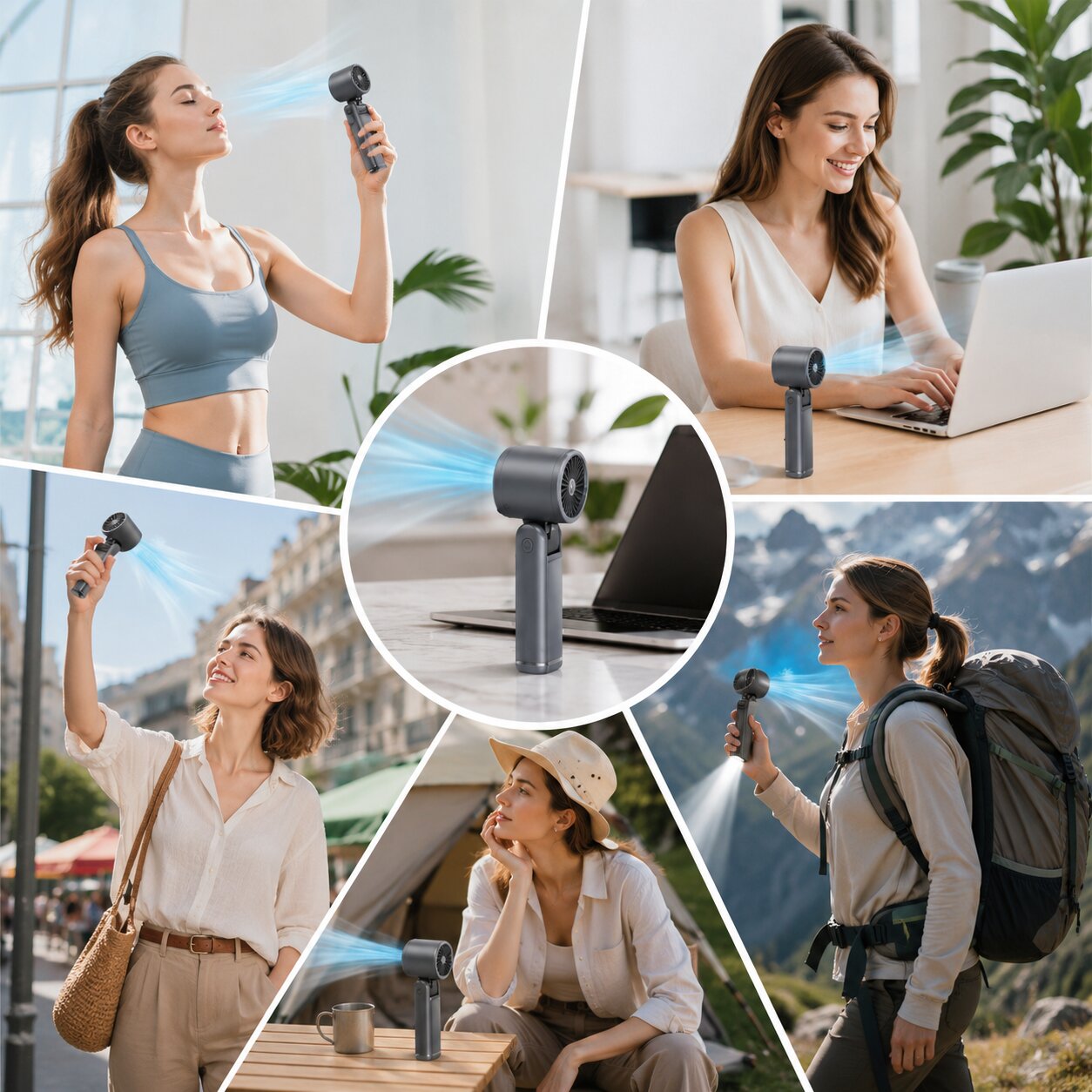 Portable Hand Fan with Flashlight – Rechargeable Mini Fan | CoolGold