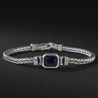 Armband mit Onyx-Edelstein – geflochtenes Edelstahlband