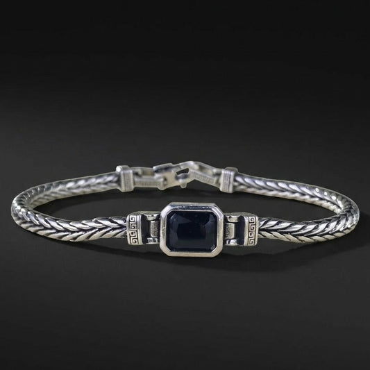 Armband mit Onyx-Edelstein – geflochtenes Edelstahlband