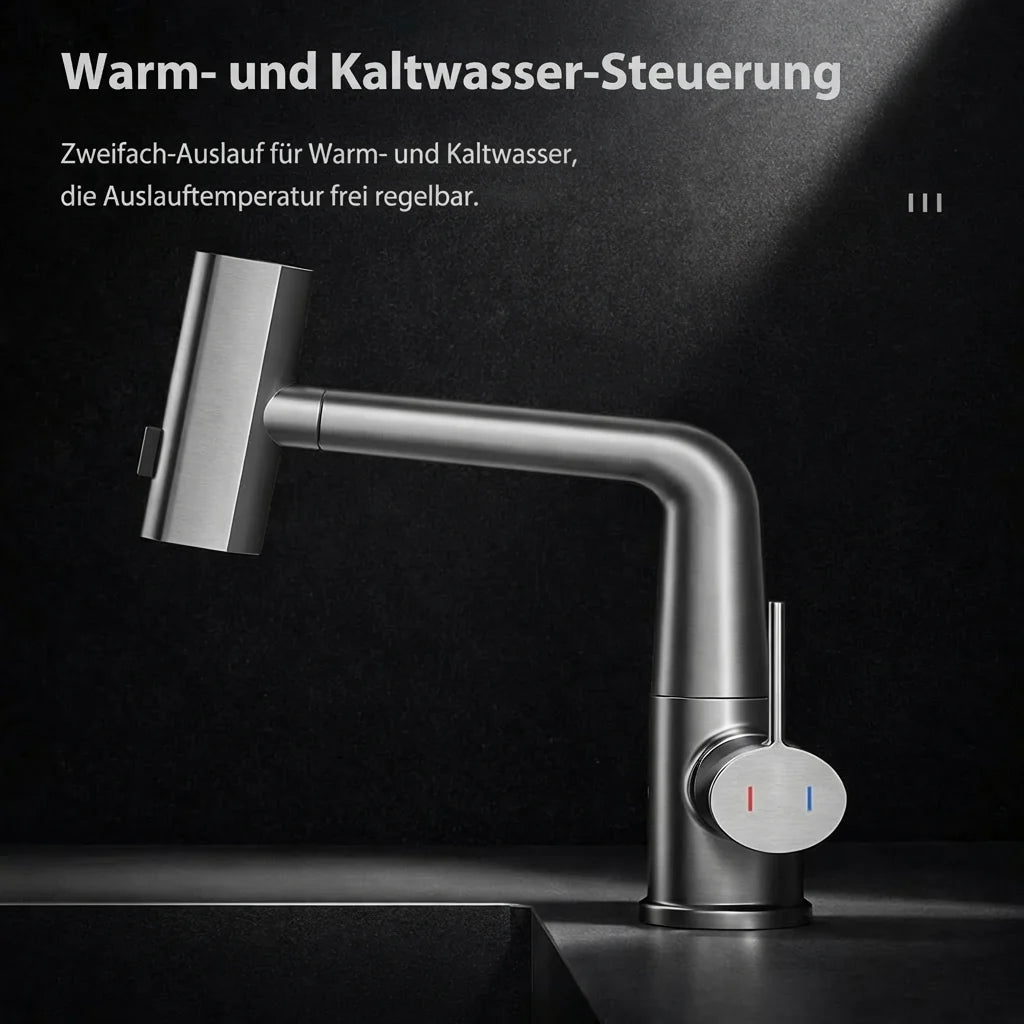 Pull-Out Kitchen Faucet – 5 Spray Modes Retractable Tap | FlexiHahn